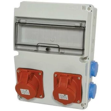 TP ELECTRIC Ipari doboz szerelt 220x300 2x(5P16A) +4x(2P+F) oldalsó IP44 VEZETÉKELVE (3320-004-5500) (3320-111-0004)
