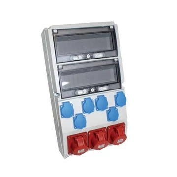 TP ELECTRIC Ipari doboz szerelt 300×540mm, IP44 6x(2P+F) + 2x(5P16A) + 1x(5P32A), 2x13modul (3321-600-5271)