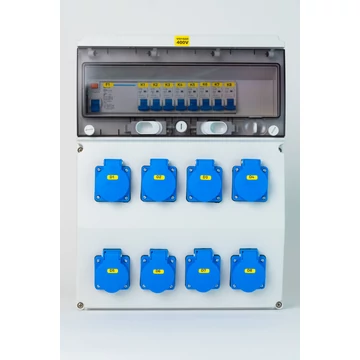 TP ELECTRIC Ipari doboz szerelt 300x400mm, IP44, 8x(2P+F) kismegsz.+Fi-relé (3360-800-0000KF)