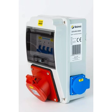 TP ELECTRIC Szerelt ipari doboz installációval,130x220mm, 2x(2P+F) oldalsó,1x (5P16A) IP44, kismegszakítóval (3318-002-5000K)