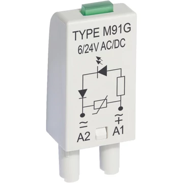 RELPOL M91G Állapotjelző + varisztor, LED-es 6/24 VAC/DC, zöld (854856)