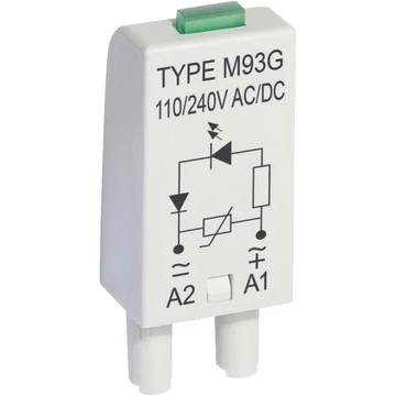 RELPOL M93G Állapotjelző + varisztor, LED-es 110/230 VAC/DC, zöld (854860)