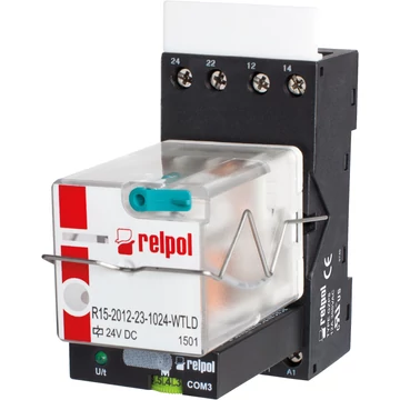 RELPOL PIR153-024DC-00T Időzítő relé, 3 CO, 10A / 250V AC, 10A / 24V DC (855535)
