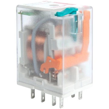 RELPOL R2N-2012-23-1024-WTL Miniatűr ipari relé, 2C/O, 12A, 24VDC, tesztkar, LED (860398)