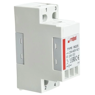 RELPOL RG25-3022-28-1012 Ipari relé, 25A, 2NO, 400-440VAC, DIN sínre (863739)