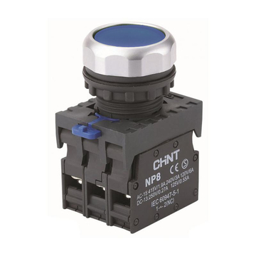CHINT nyomógomb LED-es kék világítás 230V, 1NO+1NC (NP8-11BND6-230V)