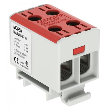 MOREK OTL50-2 Fővezetéki sorkapocs, 2xAl/Cu 1,5-50mm2, 1500V, piros (MAA2050R10)