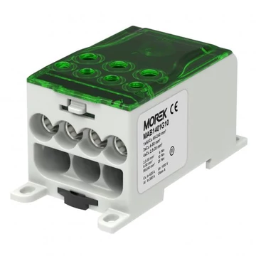 MOREK OJL 400A Elosztóblokk, be:1xAl/Cu240, ki: 4x35/3x50mm, zöld (MAB1401G10)
