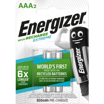 ENERGIZER Extreme újratölthető akkumulátor, Ni-MH, AAA, 1.2V, 800mAh, (HR03) - 2db/cs. (HR03-2)