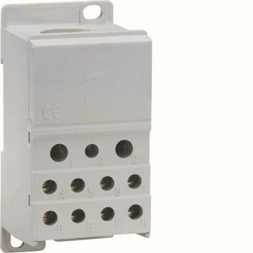 HAGER Szigetelt elosztó blokk, 1P, 250A, 1x95mm2 + 2x25 + 5x16 + 4x10mm2 (KJ02A)