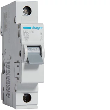 HAGER Kismegszakító 1P, B-20A, 4,5kA, 1M (MX120)