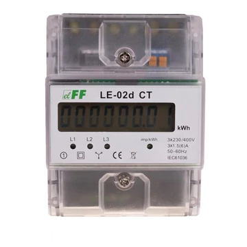 FF FILIPOWSKI LE-02D CT Fogyasztásmérő DIN sínre, 3 fázisú áramváltós, x/5, áttétel: 5-6000, LCD, DIN (LE-02D CT)