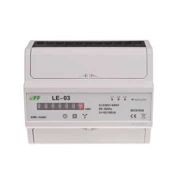FF FILIPOWSKI LE-03 Fogyasztásmérő DIN sínre, 3 fázisú 100A, Mechanikus kijelző, 7 modul (LE-03)