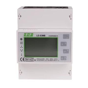 FF FILIPOWSKI LE-03MB Fogyasztásmérő DIN sínre, 3 fázisú, két irányú, MID hiteles, 100A LCD direktmérő 4,5 modul M-BUS (LE-03MB)
