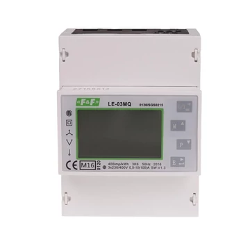 FF FILIPOWSKI LE-03MQ Fogyasztásmérő DIN sínre, 3 fázisú MID hitelesített LCD direktmérő, 100A, 4.5 modul RTU MODBUS kétirányú (LE-03MQ)