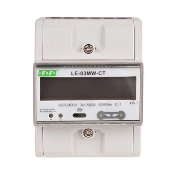 FF FILIPOWSKI LE-03MW-CT Fogyasztásmérő DIN sínre, 3 fázisú LCD 7 modul 2 tarifa 5/x áramváltóhoz RTU MODBUS (LE-03MW-CT)