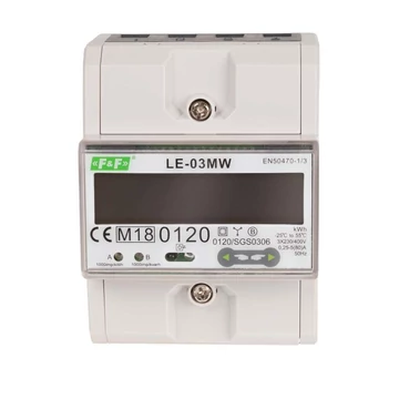 FF FILIPOWSKI LE-03MW Fogyasztásmérő DIN sínre, 3 fázisú MID hitelesített 80A LCD direktmérő 4,5 modul RTU MODBUS 2 tarifa (LE-03MW)