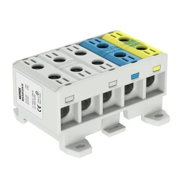 MOREK OTL35-5x Fővezetéki sorkapocs, 5P, 5xAl/Cu 2,5-35, 1500V, szürke/kék/zöld/sárga (MAA5035A10)