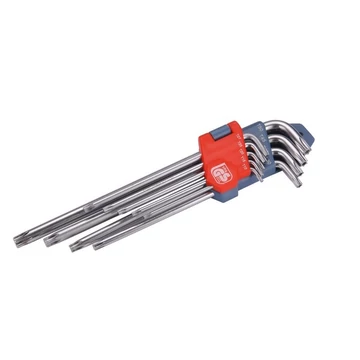 EXTOL PREMIUM torx kulcs klt. 9db, extra hosszú; T10-T50, hosszú szár: tömör, rövid szár: lyukas, CV., 90-225mm (8819412)