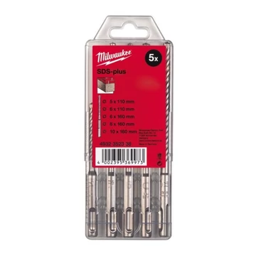 Milwaukee M2 SDS-Plus 2 élű fúrószár Készlet 5 részes (5 / 6 x110 mm; 6 / 8 / 10 x160 mm) (4932352338)