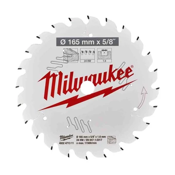 Milwaukee Körfűrészlap hordozható gépekhez (Fához) 165x15.87x1.6x24 ATB (4932471311)