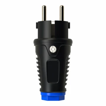 COMMEL Csatlakozó földelt dugvilla 16A 250V, gumi, fekete, IP54 (PCE) (PCE-290-308) (290-308)