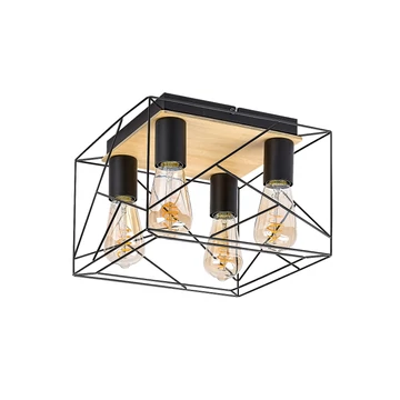 RÁBALUX Boire beltéri mennyezeti lámpa E27 4xMAX40W, fekete, D30cm (71024)