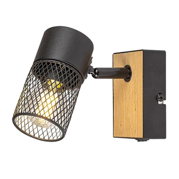 RÁBALUX Metta beltéri fali lámpa, E14 1xMAX40W, tölgy/fekete, H12cm (71151)