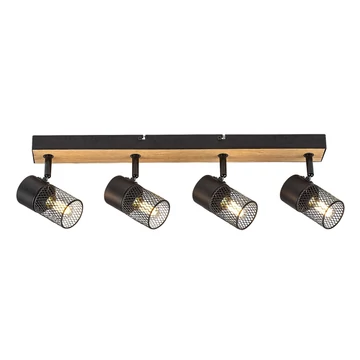 RÁBALUX Metta beltéri mennyezeti lámpa E14 4xMAX40W, tölgy/fekete, L56cm (71154)