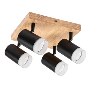 RÁBALUX Toras beltéri mennyezeti lámpa GU10 4xMAX5W, tölgy/fekete, D22cm (73124)