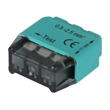 TRACON Csavar nélküli vezetékösszekötő, zöld, 3x0,5-2,5mm2, 450VAC, max. 16A (RVU2,5-3)
