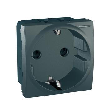 SCHNEIDER ELECTRIC UNICA 2P+F csatlakozóaljzat, biztonsági zsaluval, jelzőfényes, csavaros bekötés, rögzítőkeret nélkül, 16A, grafit (MGU3.037.12SL)