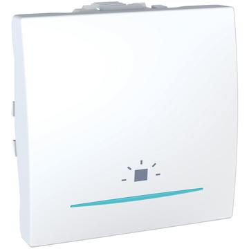 SCHNEIDER ELECTRIC UNICA Egypólusú nyomó, jelzőfényes, lámpajeles, rögzítőkeret nélkül, 2 modulos, fehér (MGU3.206.18LN)