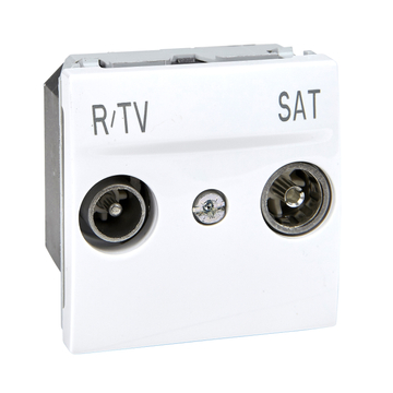 SCHNEIDER ELECTRIC UNICA TV-R/SAT aljzat, átmenő, 13dB, felfűzött rendszerhez, rögzítőkeret nélkül, 2 modulos, fehér (MGU3.456.18)