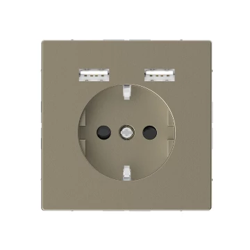 SCHNEIDER ELECTRIC MERTEN 2P+F aljzat, dupla USB töltővel, 16A/2.4A, D-Life, szahara (MTN2366-6033)