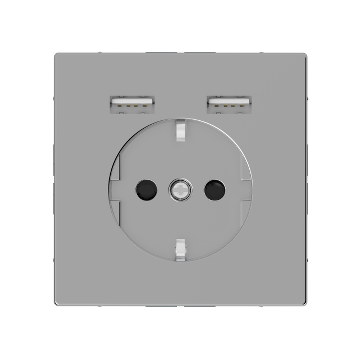 SCHNEIDER ELECTRIC MERTEN 2P+F aljzat, dupla USB töltővel, 16A/2.4A, D-Life, nikkel (MTN2366-6050)