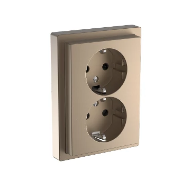 SCHNEIDER ELECTRIC MERTEN 2x2P+F csatlakozóaljzat, biztonsági zsaluval, 16A, D-Life, szahara (MTN2420-6533)