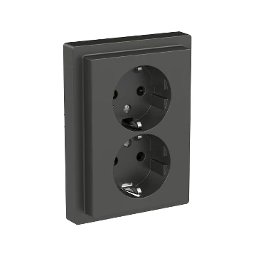 SCHNEIDER ELECTRIC MERTEN 2x2P+F csatlakozóaljzat, biztonsági zsaluval, 16A, D-Life, antracit (MTN2420-6534)