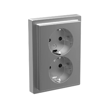 SCHNEIDER ELECTRIC MERTEN 2x2P+F csatlakozóaljzat, biztonsági zsaluval, 16A, D-Life, acél (MTN2420-6536)