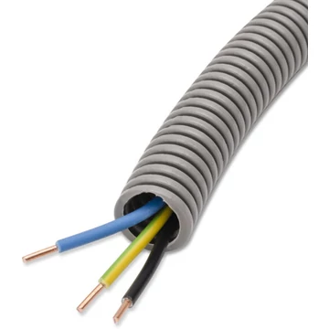 DIETZEL UNIVOLT FXP Ready 20 MCU 3x2,5 50M FE+KÉ+Z/S lépésálló gégecső, PVC, >750N, vezetékezett, fekete, kék, z/s (065041)