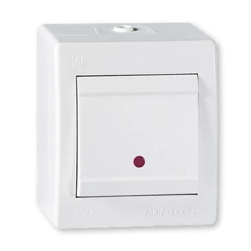Aling-Conel POWER - 101 egypólusú kapcsoló, 10A 250V, IP44, jelzőfényes, fehér (2511.00)