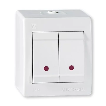 Aling-Conel POWER - 105 kétáramkörös kapcsoló, 10A 250V, IP44, jelzőfényes, fehér (2521.00)