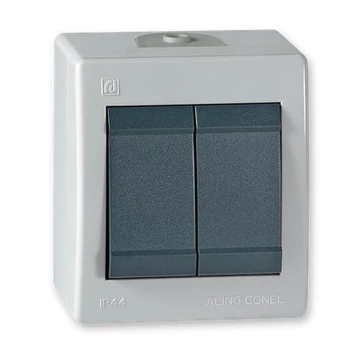Aling-Conel POWER - 105 kétáramkörös kapcsoló, 10A 250V, IP44, szürke/antracit (252.1A)