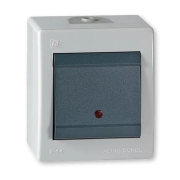 Aling-Conel POWER - 106 alternatív (váltó) kapcsoló, 10A 250V, IP44, jelzőfényes, szürke/antracit (2531.1A)