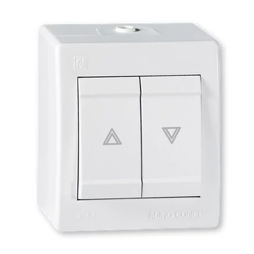 Aling-Conel POWER - 105N redőny (zsalu) nyomógomb, 10A 250V, IP44, fehér (257.00)