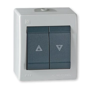 Aling-Conel POWER - 105N redőny (zsalu) nyomógomb, 10A 250V, IP44, szürke/antracit (257.1A)
