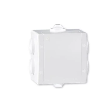 Aling-Conel POWER - szerelő doboz, 80x80mm, 6 kábelbevezetési lehetőséggel, IP54, fehér (263.0)
