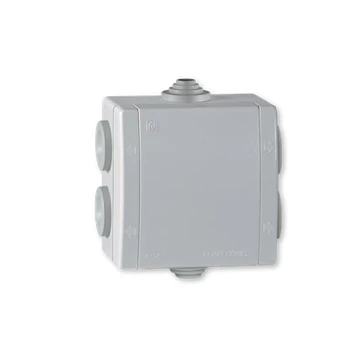 Aling-Conel POWER - szerelő doboz, 80x80mm, 6 kábelbevezetési lehetőséggel, IP54, szürke (263.1)