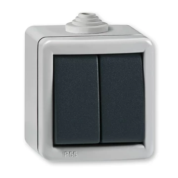 Aling-Conel ARMOR - 105 kétáramkörös kapcsoló, 10A 250V, IP55, IK07, FÉM házban, szürke/antracit (282.1A)