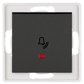 Aling-Conel PRESTIGE - 101N nyomógomb csengőjellel, jelzőfényes, 10A 250V, keret nélkül, soft fekete (6010I.E1)